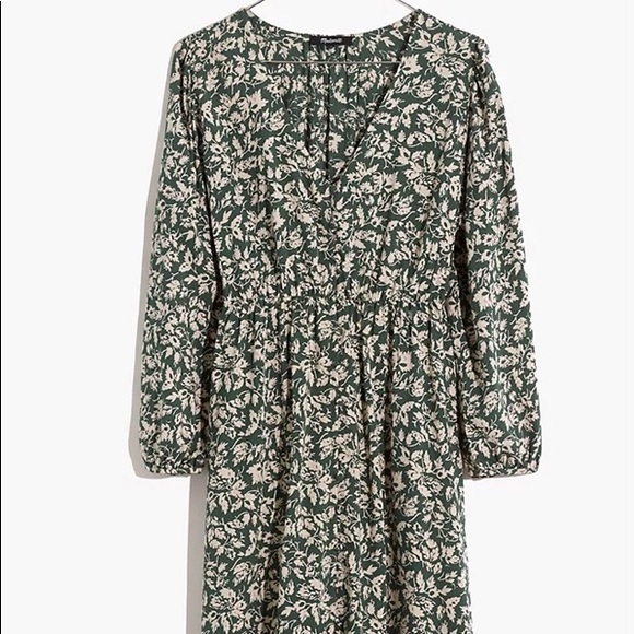 V-Neck, Button-Front Madewell Mini Dress in Forest Leaves, XXS - Picture 3 of 5